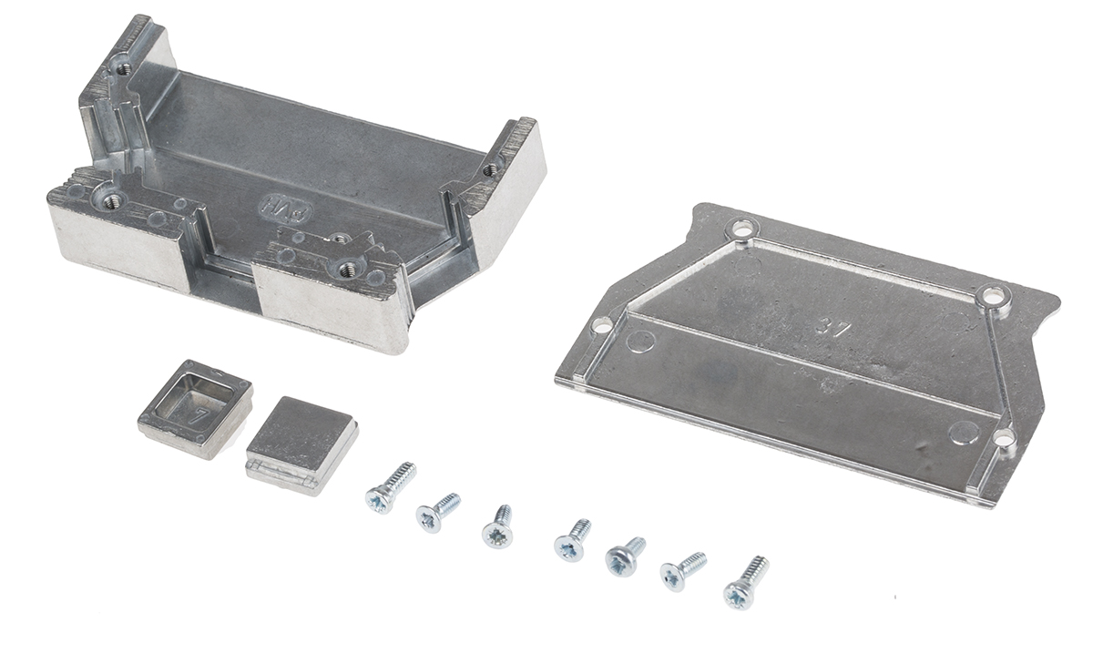 61030010021 HARTING Metal Angled, Straight D-Sub Backshell, 37 Way Strain Relief
