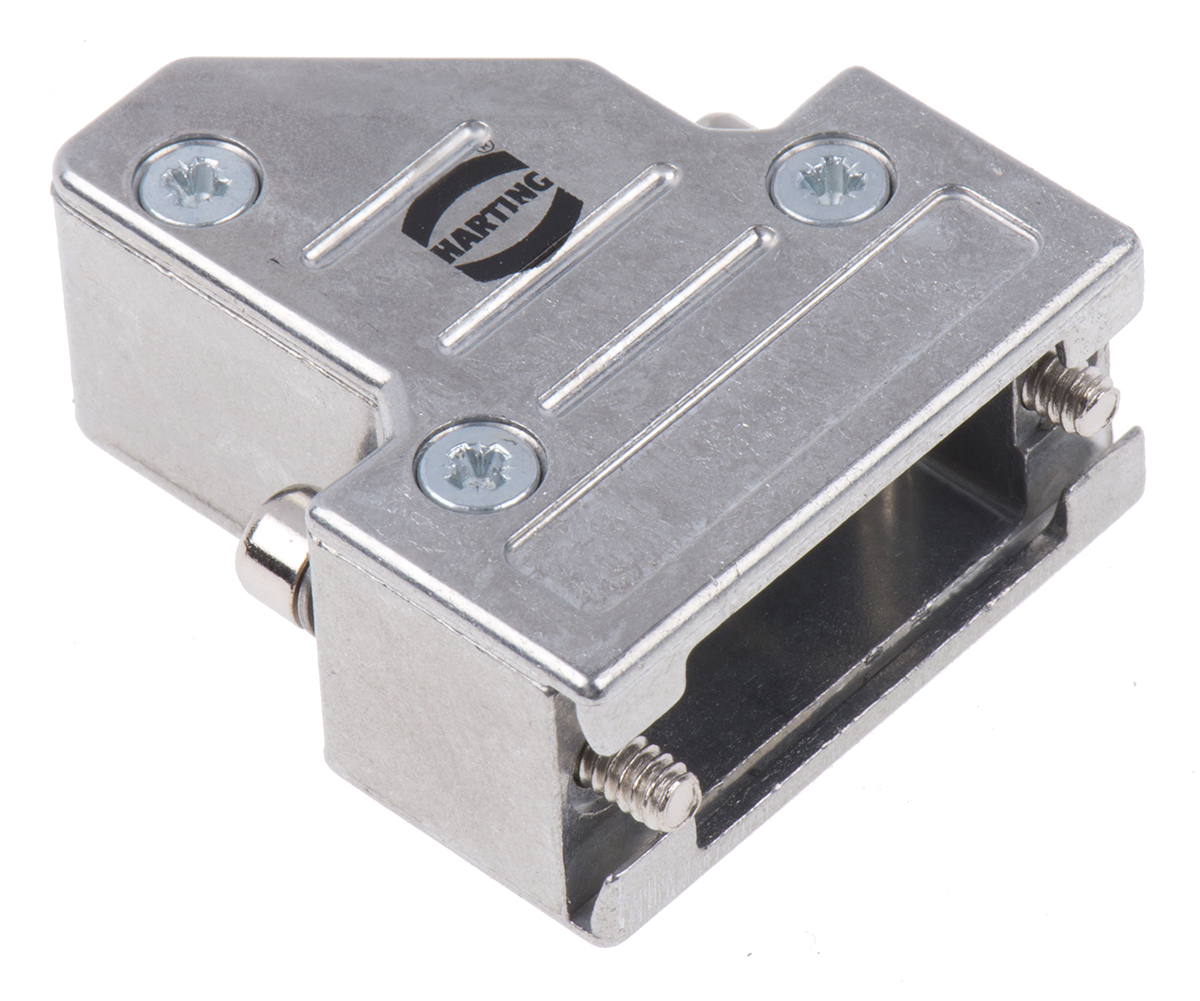 HARTING D-Sub Series Metal Right Angle D-Sub Backshell, 9 Way Strain Relief