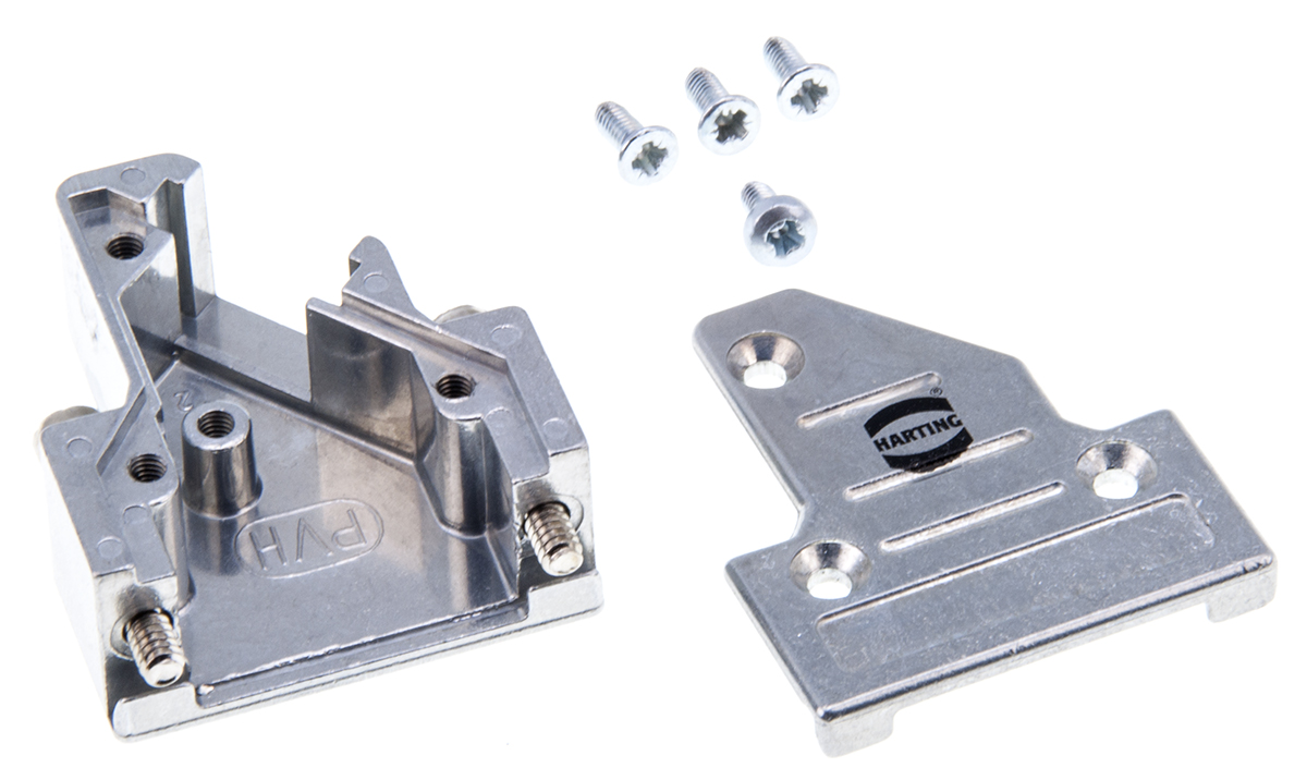61030012013 HARTING D-Sub Series Metal Right Angle D-Sub Backshell, 9 Way Strain Relief