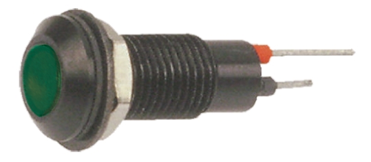 Marl 612 Series Series Panel Mount, Green Panel Mount Indicator, Solder Pin Termination 12V dc 19 mA, IP67, 6.4 mm