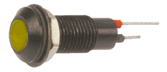 Marl, Yellow Panel Mount Indicator, Solder Tab Termination 12V dc, IP67, 6.4 mm