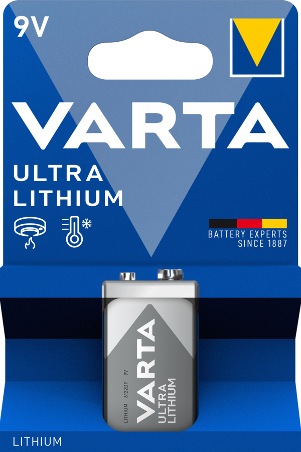 6122301401 Varta 6122 Lithium Manganese Dioxide 9V Battery 9 V