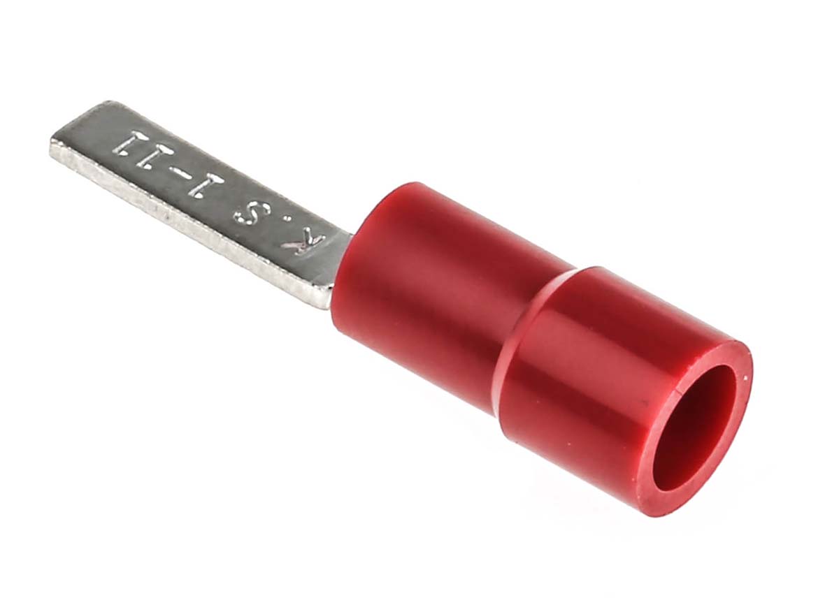 613-9687 RS PRO Insulated Crimp Blade Terminal 11 mm Blade Length, 22 AWG to 16 AWG, Red