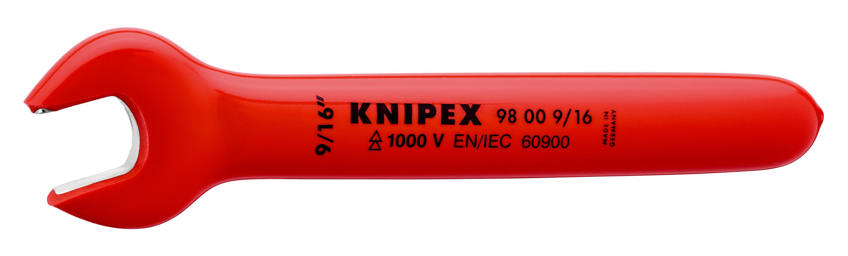 Knipex Open-end Wrench, 9/16in, Imperial, 152.4 mm Overall, VDE/1000V