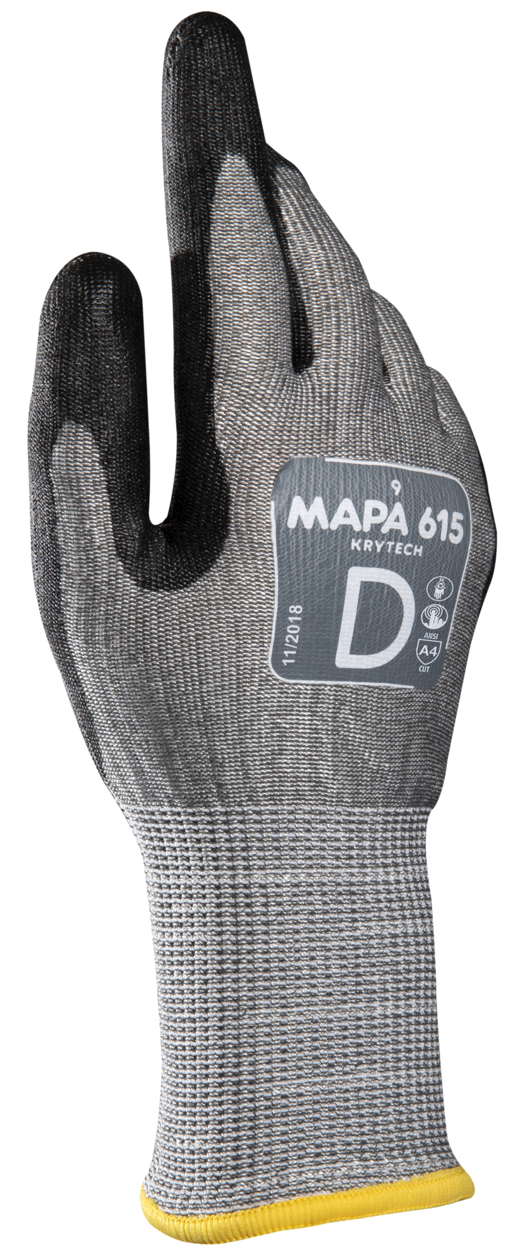 Mapa KRYTECH 615 Grey High Performance Polyethylene Work Gloves, Size 10, Polyurethane Coating