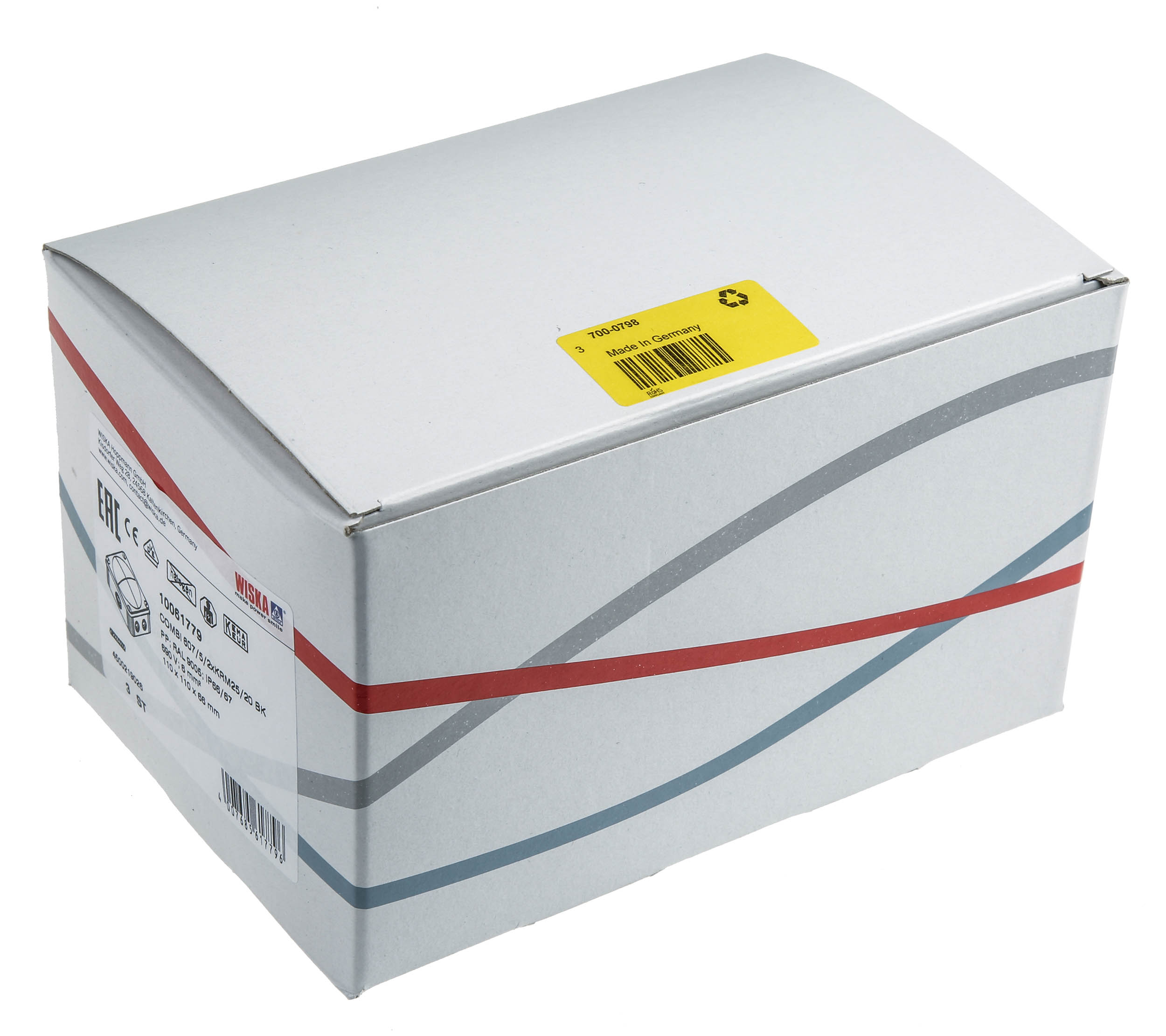 61779 WISKA Black Polypropylene, Reinforced Fibreglass Junction Box, IP67, IP68, IP66