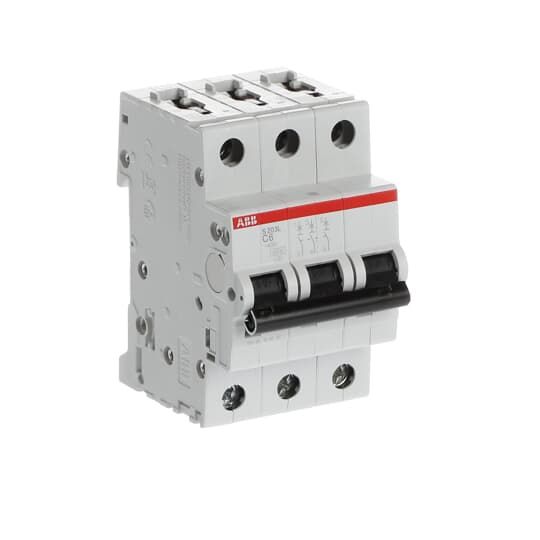 ABB S203L MCB, 3P, 6A Curve C, 400V AC, 6 kA Breaking Capacity