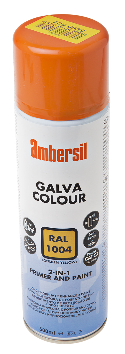 Ambersil 500 ml Black RAL 1004 Yellow Satin Spray Paint