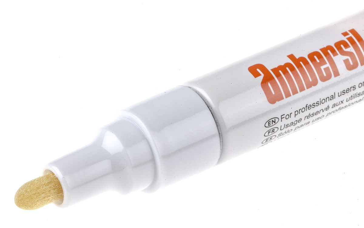 6190050001 Ambersil White 3 mm Paint Marker Pen for use with Textile, Tile, Metal, Glass, Plastic, Rubber, Paper, Cardboard, Wood