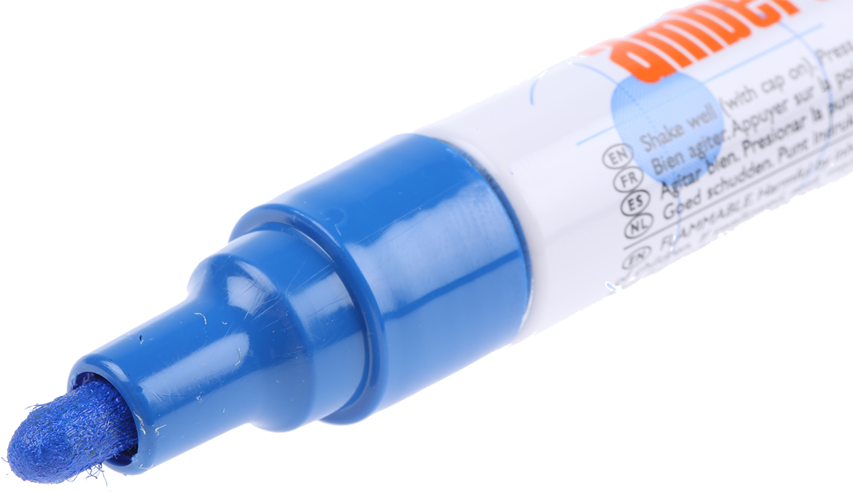 6190050004 Ambersil Blue 3 mm Paint Marker Pen for use with Cardboard, Metal, Glass, Rubber, Plastic, Wood, Textile, Tile, Paper