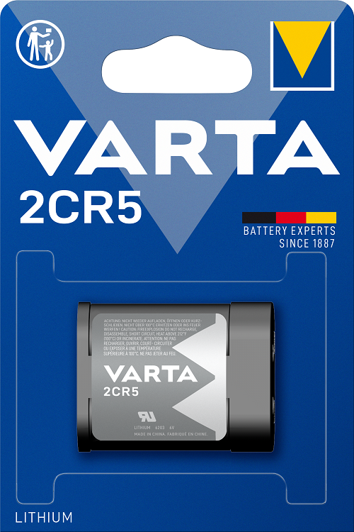 6203301401 Varta Lithium Manganese Dioxide 6 V, 2CR5 2CR5 Speciality Size Non-Rechargeable Battery, 1400 mAh, 34 mm x 45 mm