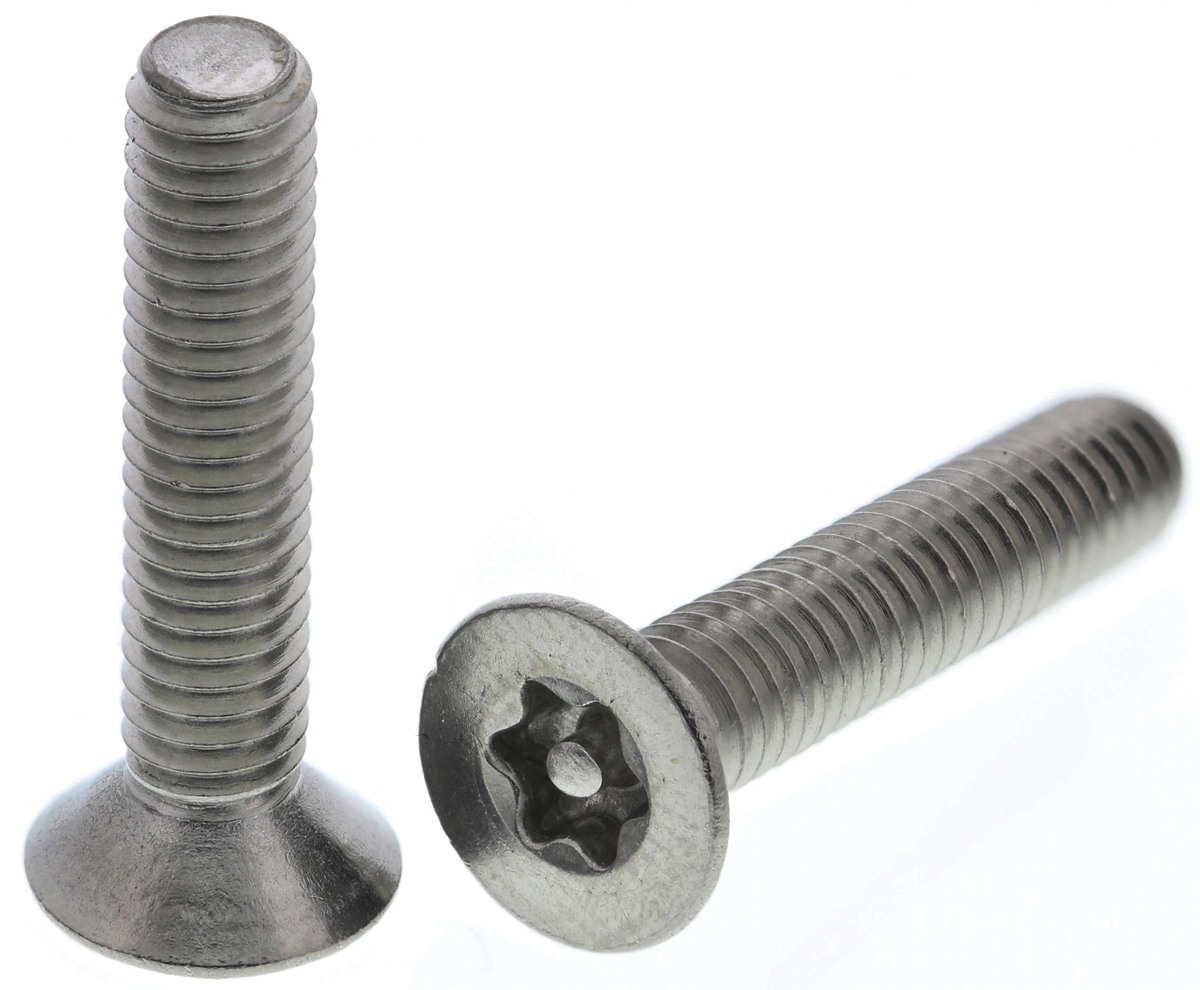 RS PRO Plain Stainless Steel Flat Tamper Proof Security Screw, M4 x 20 mm