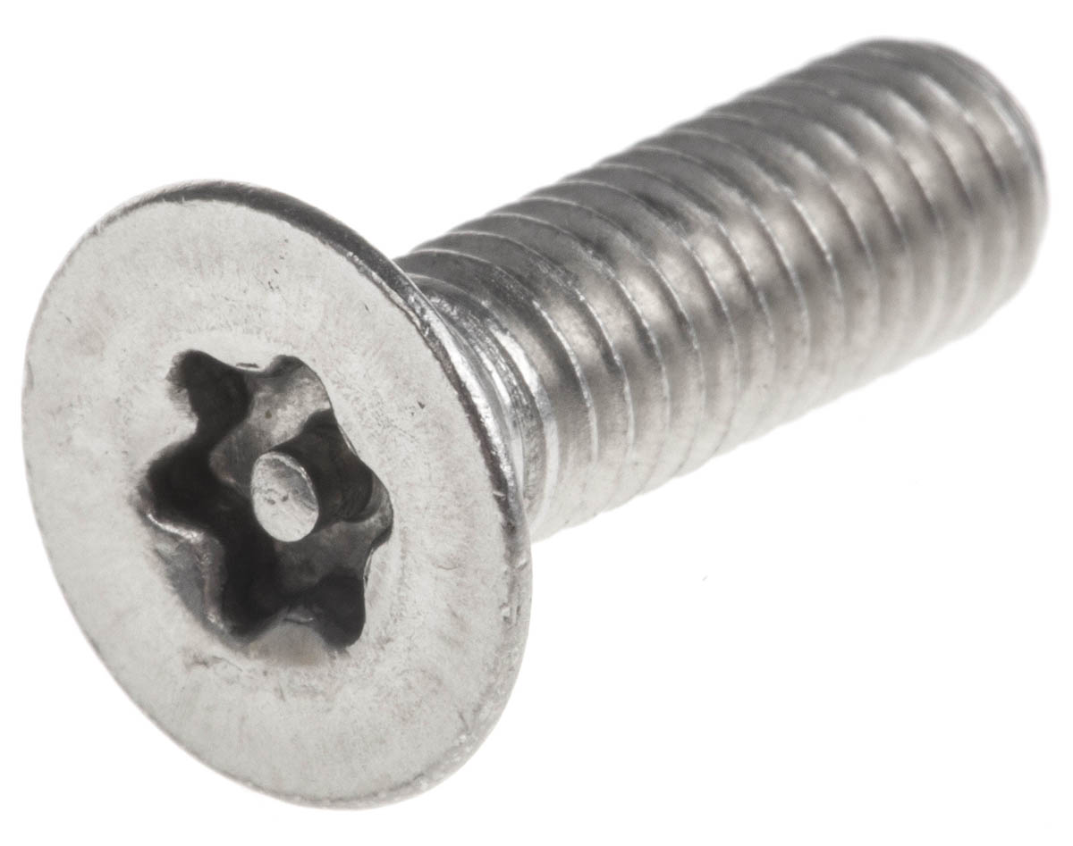 RS PRO Plain Stainless Steel Flat Tamper Proof Security Screw, M6 x 20 mm