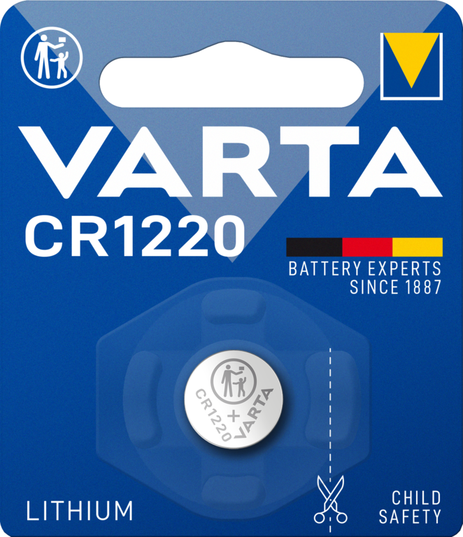 6220101401 Varta CR1220 Coin Battery, 3 V, 12.5 mm Diameter