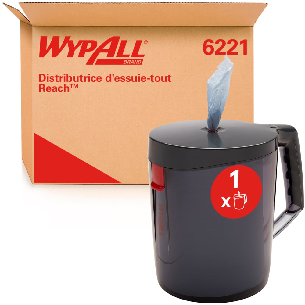 WYPALL WypAll® Reach™ (6221) Wipe Dispenser, Floor Manual Black, Centre Feed Roll