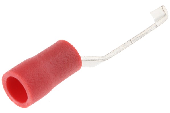 624-1213 RS PRO Hooked Insulated Crimp Blade Terminal 16.8 mm Blade Length, 22 AWG to 16 AWG, Red