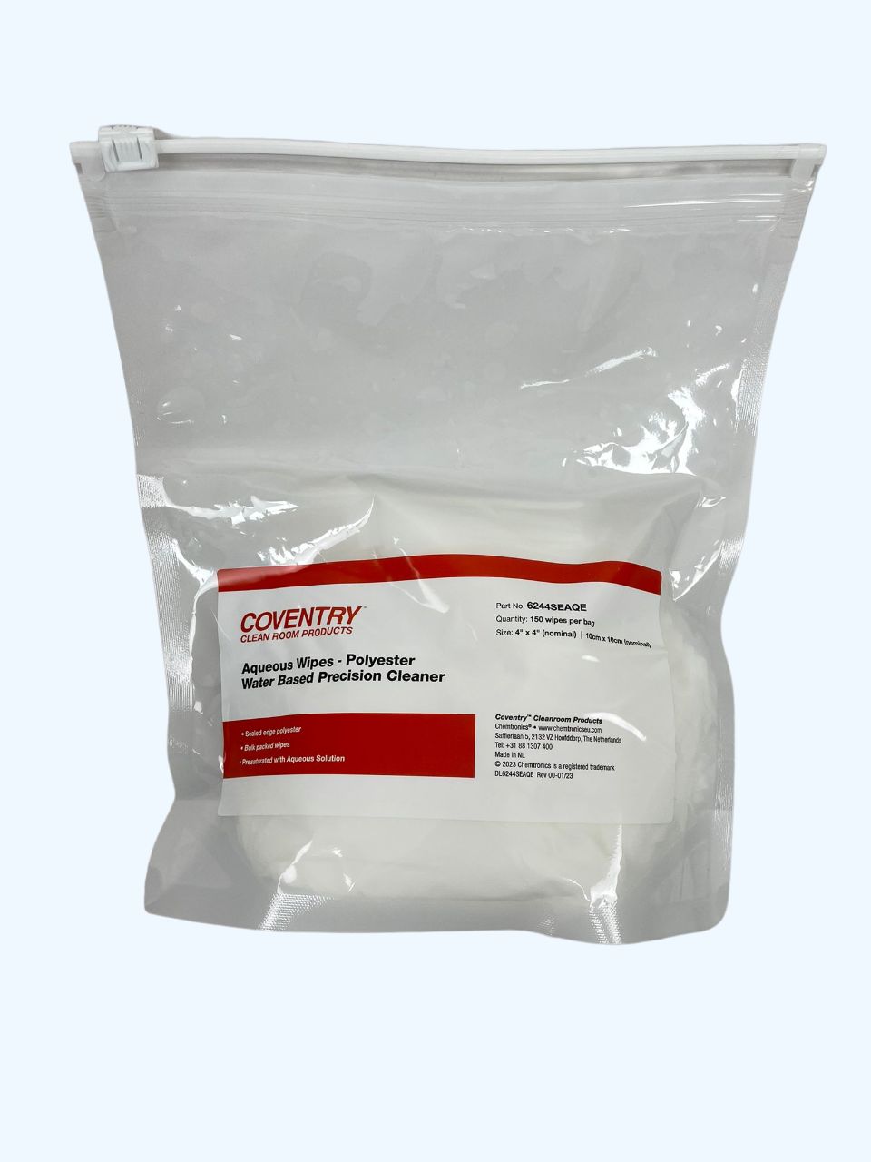 Chemtronics Coventry Econowipes Wet Cleaning, Bag of, 100 x 100 mm 150 Per Pack