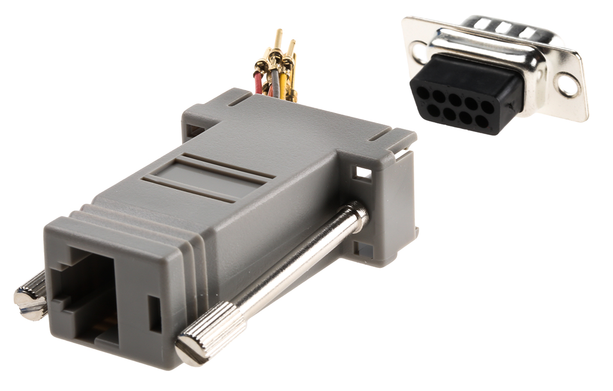 625-6237 RS PRO D-Sub Adapter 9-Way D-Sub to Male Male RJ45 Female Female