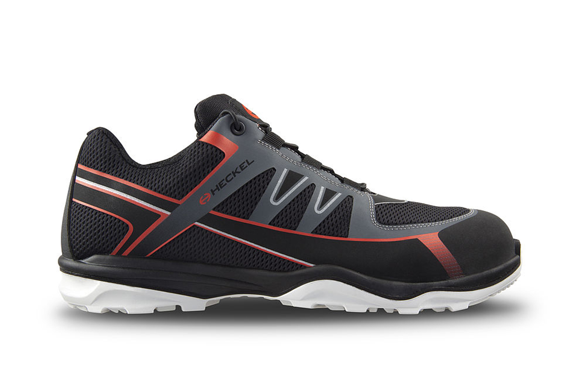 6258338 Heckel RUN-R Men's Grey, Black, Red Composite Safety Trainer, UK 5, EU 38