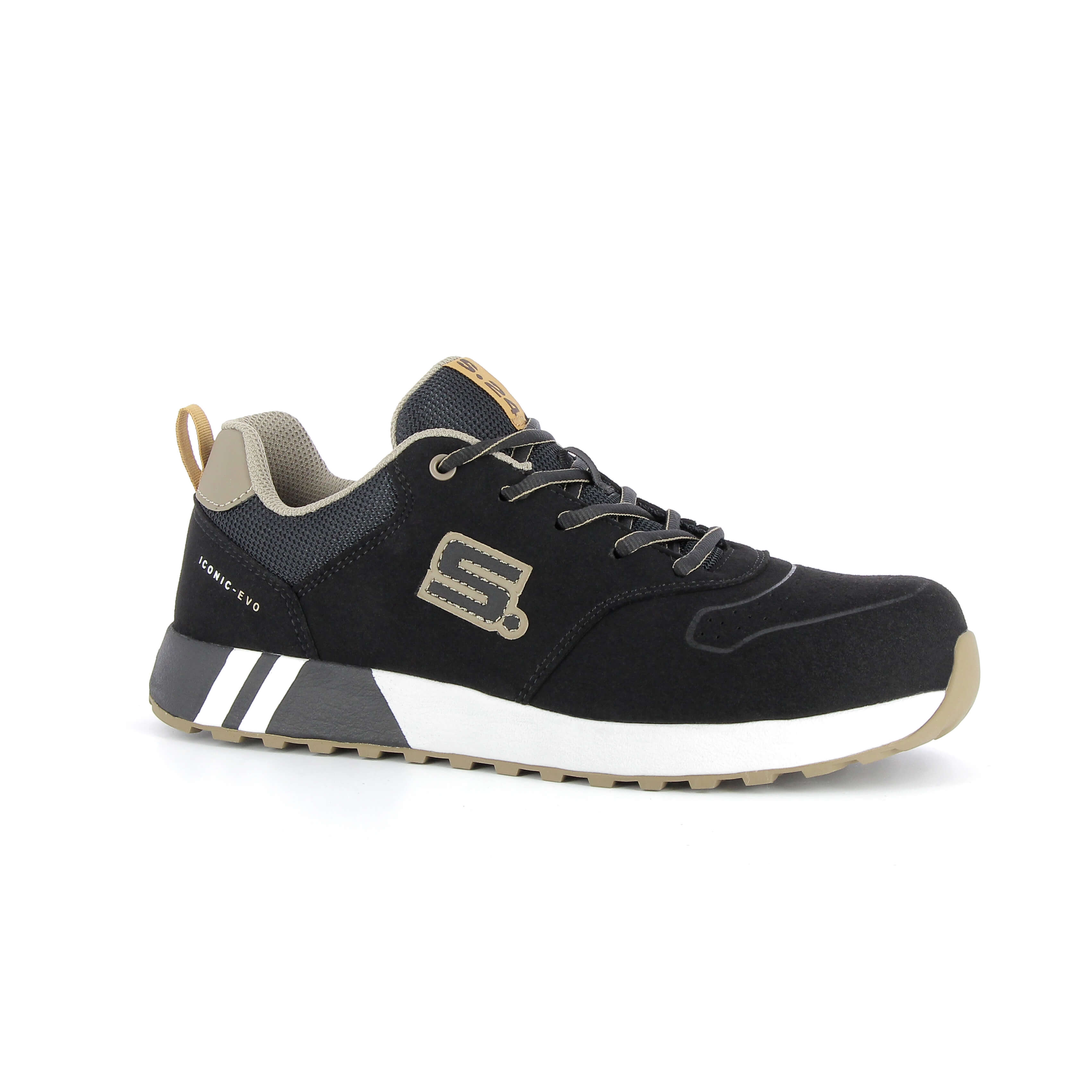 S.24 HAKA Unisex Black, White Fibreglass Safety Shoes, UK 7, EU 40