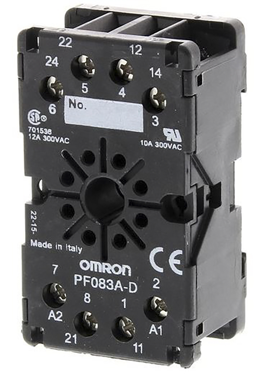Omron 8 Pin 250V ac DIN Rail Relay Socket, for use with MKS Series