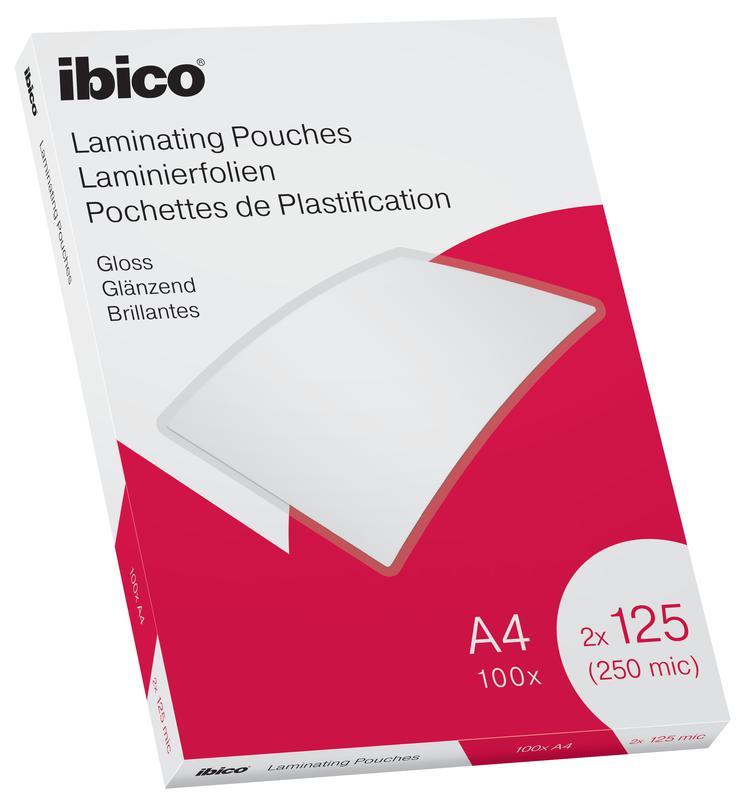 Ibico A4 Gloss Lamination Pouch 250 μm Thickness, 100 Per Pack Pack Quantity