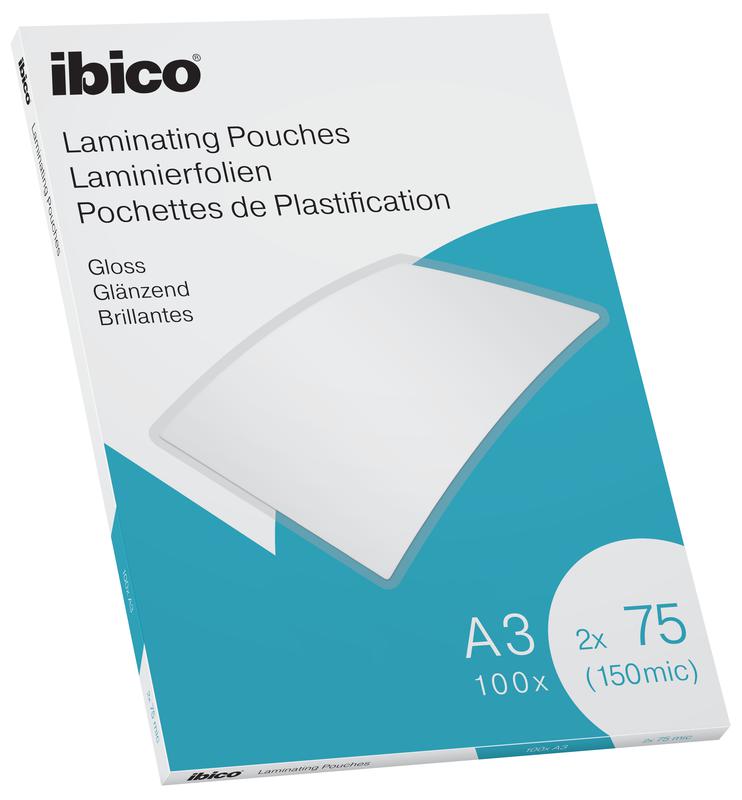 Ibico A3 Gloss Lamination Pouch 150 μm Thickness, 100 Per Pack Pack Quantity