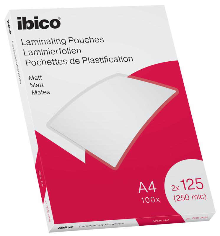 Ibico A4 Matt Lamination Pouch 250 μm Thickness, 100 Per Pack Pack Quantity