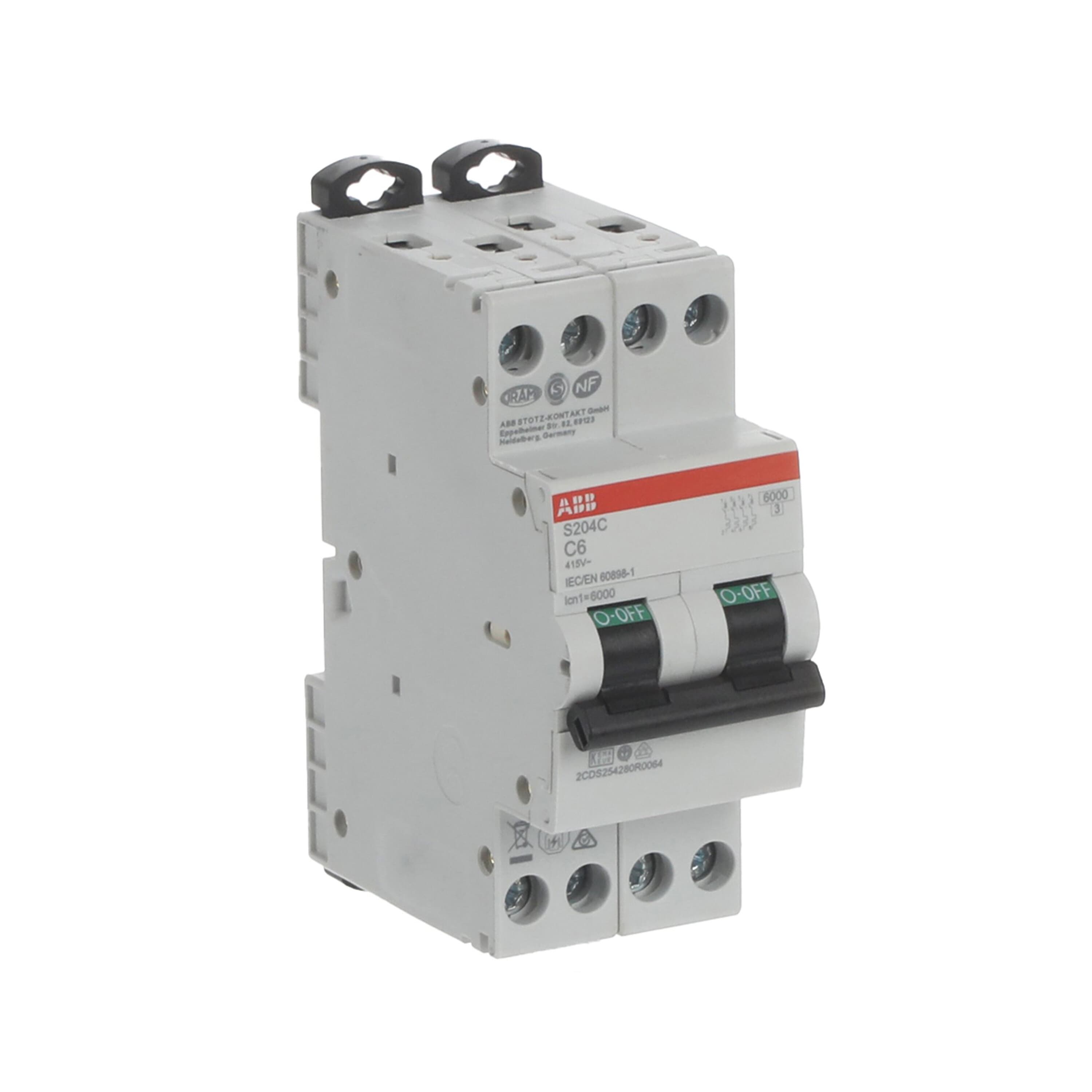 2cds254280r0064 ABB S200C MCB, 4P, 6A Curve C, 415V AC, 6 kA Breaking Capacity