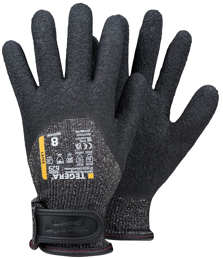 Tegera TEGERA Black, Grey Dyneema, Fibreglass, Nylon, Polyester Work Gloves, Size 8, Latex Coating