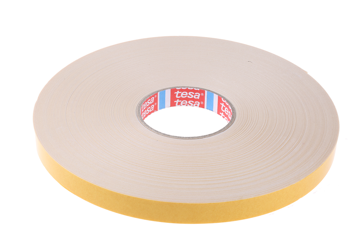 Tesa 62934 White Adhesive Foam Tape, 19mm x 50 m, 0.8 mm Thick