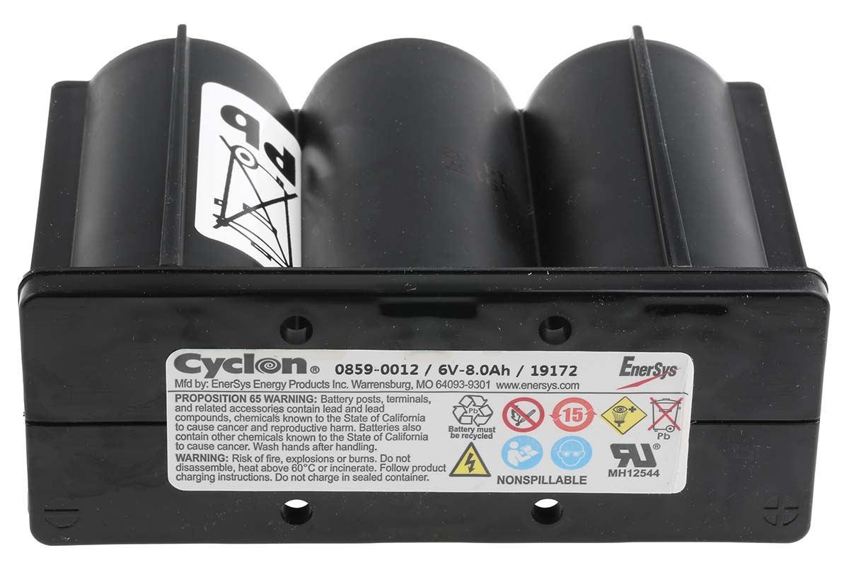 rsamp3710 Enersys 6 V, Tab Sealed Lead Acid Battery, 8 Ah, 54.1mm x 101.6 mm