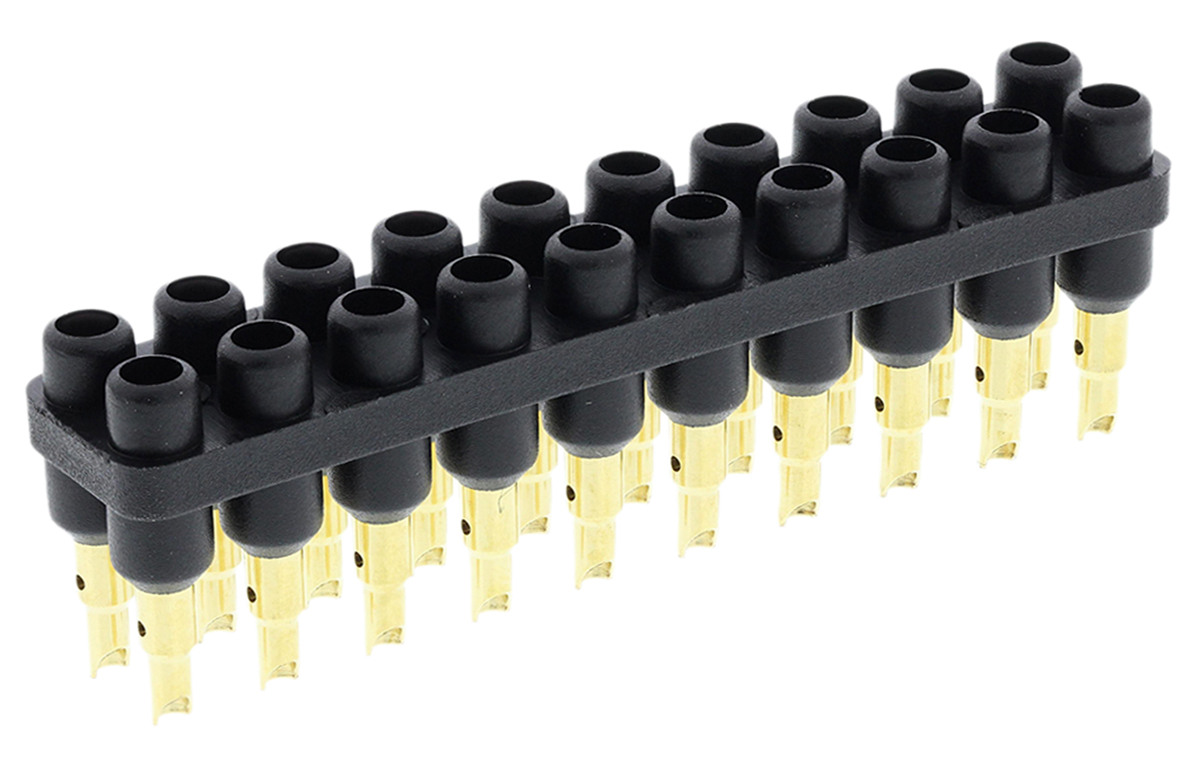 Staubli Straight Panel PCB Socket, 20-Contact, 2 Row, 6 mm Pitch Solder