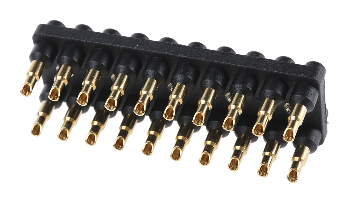 639358-21 Staubli Straight Panel PCB Socket, 20-Contact, 2 Row, 12 mm Pitch Solder
