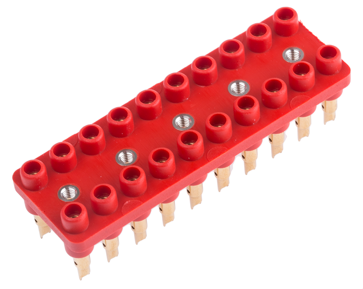 639358-22 Staubli Straight Panel PCB Socket, 20-Contact, 2 Row, 12 mm Pitch Solder