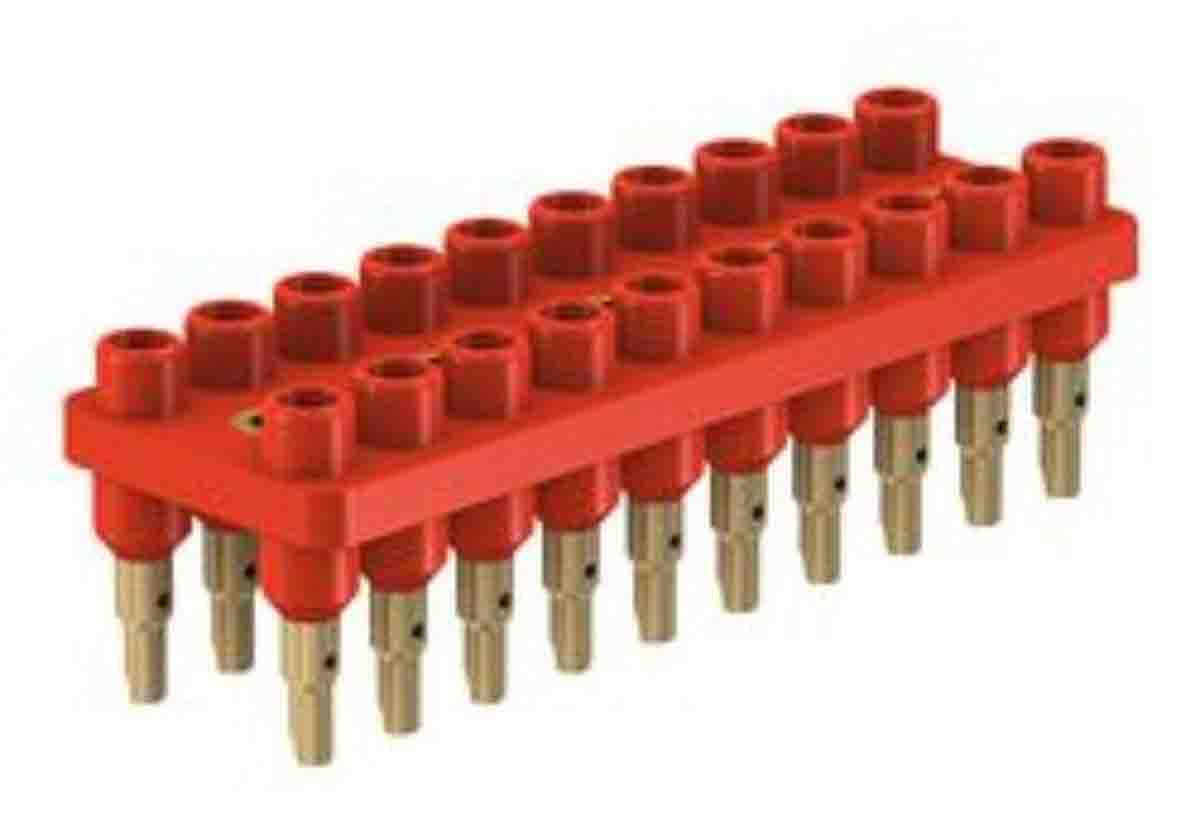 639358-22 Staubli Straight Panel PCB Socket, 20-Contact, 2 Row, 12 mm Pitch Solder