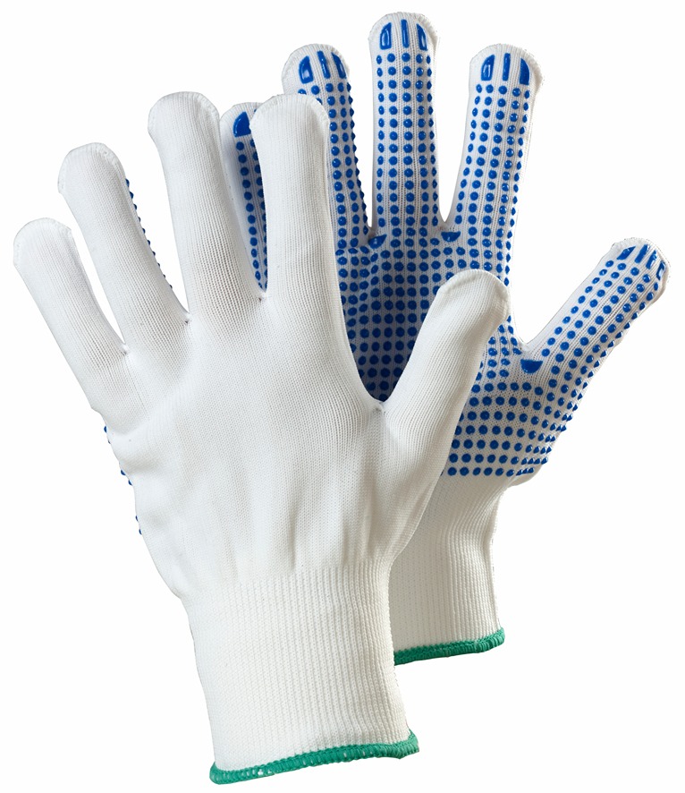 Tegera 630 Blue, White Nylon Work Gloves, Size 6, Polyvinyl Chloride Coating
