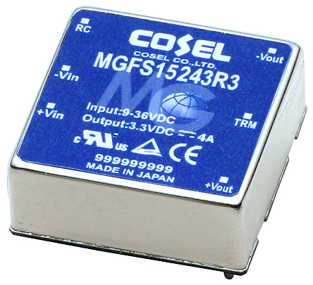 Cosel MGFS DC-DC Converter, 15V dc/ 1A Output, 18 → 76 V dc Input, 15W, PCB Mount, +85°C Max Temp -40°C Min Temp
