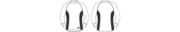 631490-m Tranemo Grey, Black Viscose Tricot, Merino Wool, Jacquard Patterned Panels Long Sleeve T-Shirt M