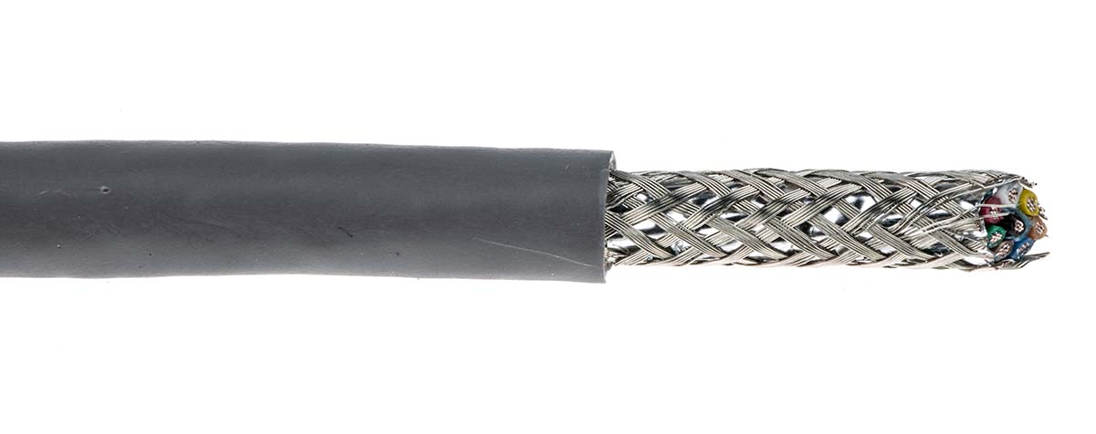6344-sl005 Alpha Wire Alpha Essentials Communication & Control Control Cable, 8 Cores, 0.35mm² 22 AWG, Screened, 30 m, Grey