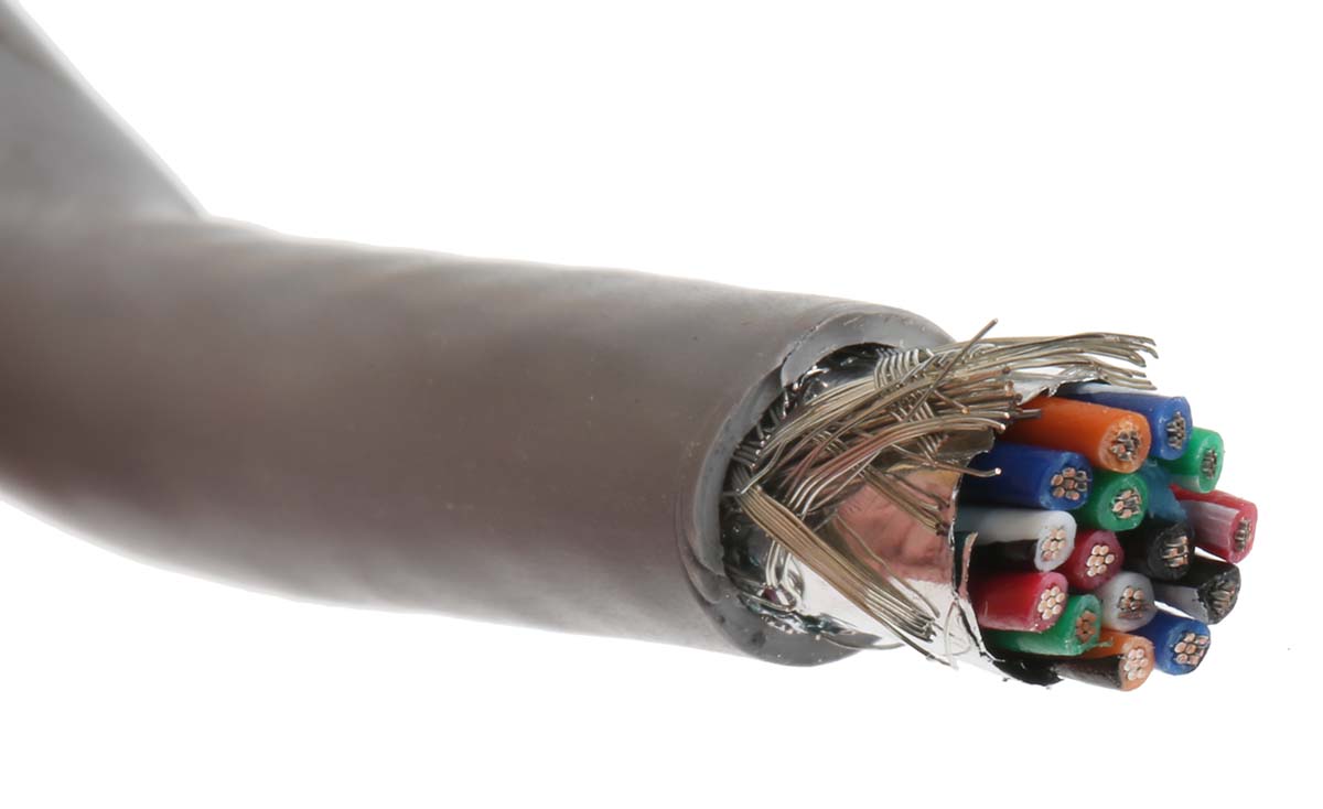 Alpha Wire Alpha Essentials Communication & Control Control Cable, 15 Cores, 0.35mm² 22 AWG, Screened, 30 m, Grey