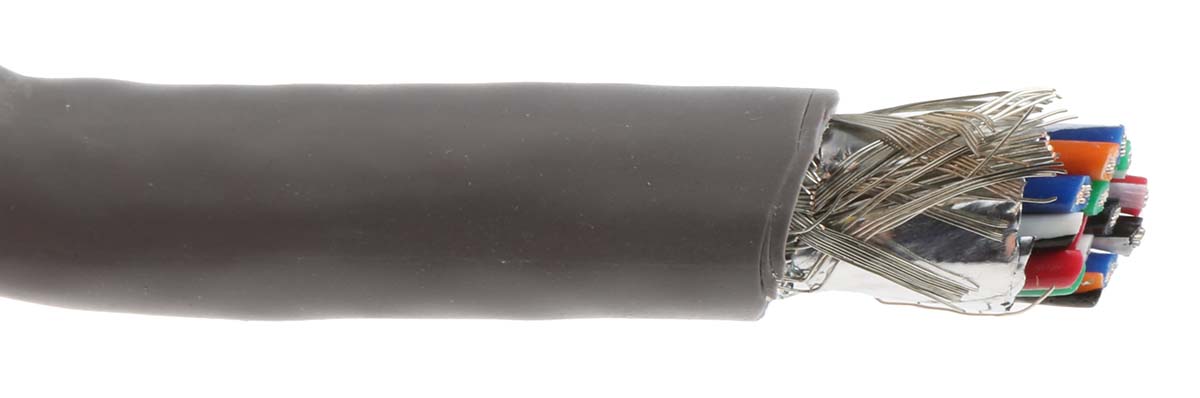 6347-sl005 Alpha Wire Alpha Essentials Communication & Control Control Cable, 15 Cores, 0.35mm² 22 AWG, Screened, 30 m, Grey