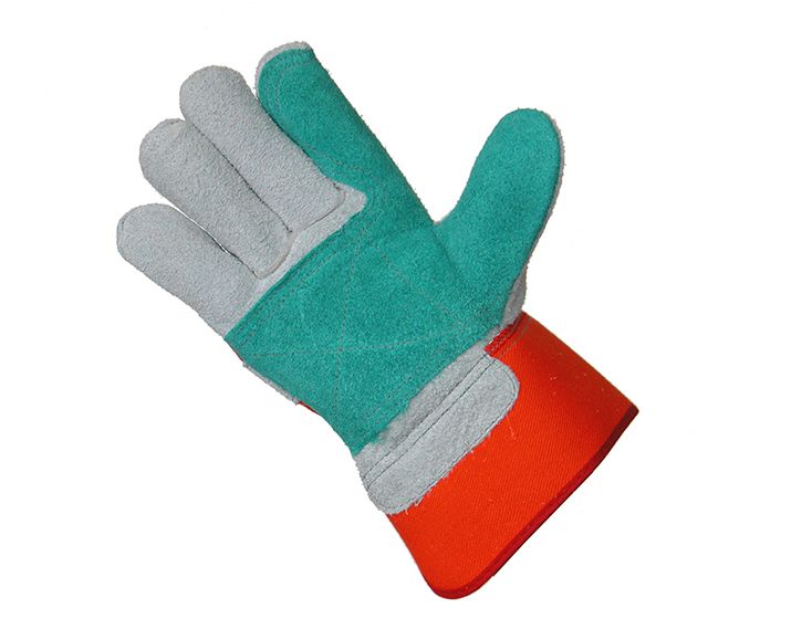 Liscombe 562 Green, Grey, Red Leather Work Gloves, Size 9