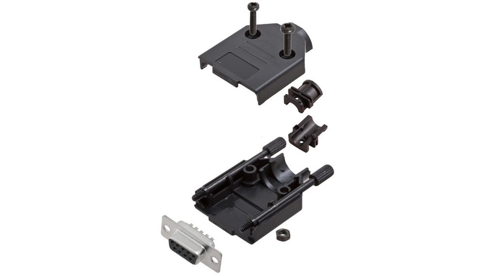 Encitech Connectors 6355 Series Plastic Straight D-Sub Backshell, 9 Way