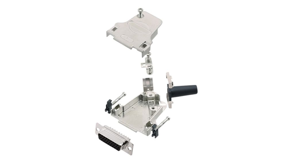 Encitech Connectors 6355 Series Zinc Angled D-Sub Backshell, 15 Way
