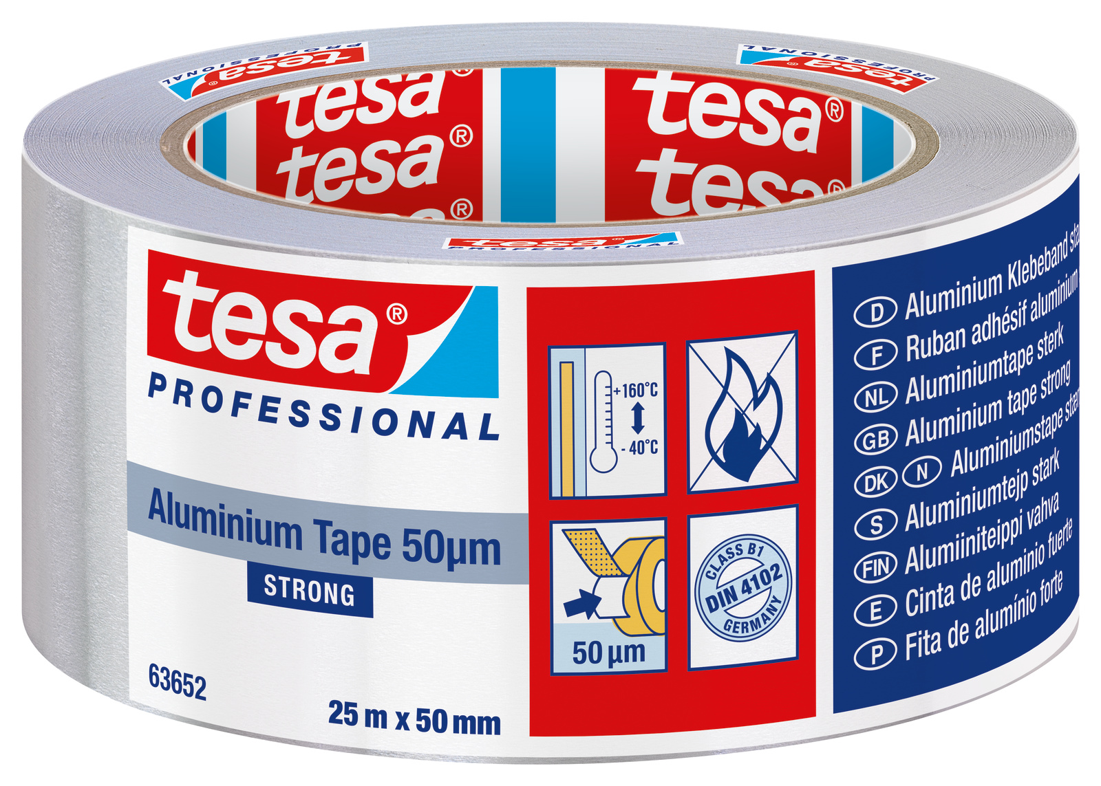 Tesa Conductive Aluminium Tape, 50mm x 25 m 160 °C Max