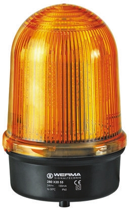 Werma BM 280 Series Yellow Steady Beacon, 12 → 50 V dc, Surface Mount, LED Bulb