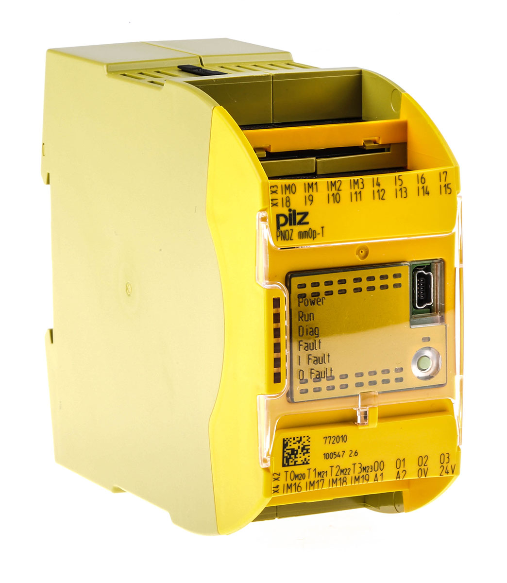 772010 Pilz PNOZ mm0p-T Safety Controller, 20 Safety Inputs, 4 Safety Outputs, 24 V dc
