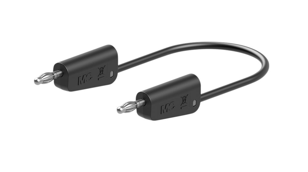 Staubli Test Lead 19A, 30V, 60 V, Black, 50 cm Lead Length