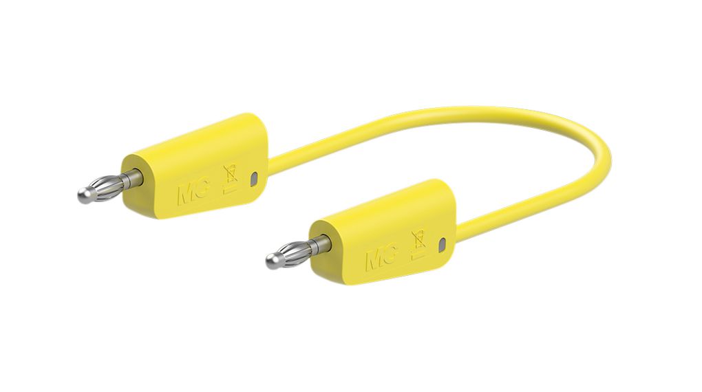 Staubli Test Lead 19A, 30V, 60 V, Yellow, 75 cm Lead Length